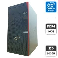 Компьютер Fujitsu Esprimo P758 Tower / Intel Core i5-9500 (6 ядер по 3.0 - 4.4 GHz) / 16 GB DDR4 / 500 GB SSD / Intel UHD Graphics 630