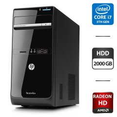 Компьютер HP Pavilion P6 Tower / Intel Core i7-3770K (4 (8) ядра по 3.5 - 3.9 GHz) / 12 GB DDR3 / 2000 GB HDD / AMD Radeon HD 7570, 2 GB GDDR3, 128-bit / DVD-ROM