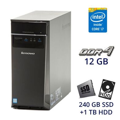 Комп'ютер Lenovo IdeaCentre 300-20ISH Tower / Intel Core i7-6700 (4 (8) ядра по 3.4 - 4.0 GHz) / 12 GB DDR4 / 240 GB SSD+1 TB HDD / Intel HD Graphics 530