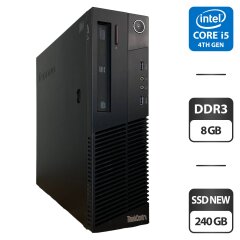 Компьютер Lenovo ThinkCentre M83 SFF / Intel Core i5-4570 (4 ядра по 3.2 - 3.6 GHz) / 8 GB DDR3 / 240 GB SSD NEW / Intel HD Graphics 4600 / DVD-ROM / VGA