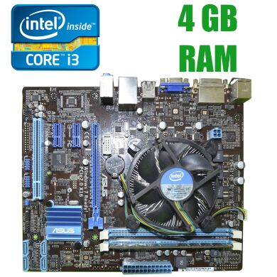 Материнская плата Asus P8H61-M Plus v2 / Socket LGA1155 / Intel Core i3-2100 (2(4)ядра по 3.10 GHz) / 3 MB cache и 4 GB DDR3