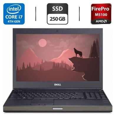 Мобільна робоча станція Б-клас Dell Precision M4800 / 15.6" (1366x768) TN / Intel Core i7-4800MQ (4 (8) ядра по 2.7 - 3.7 GHz) / 16 GB DDR3 / 250 GB SSD / AMD FirePro M5100, 2 GB GDDR5, 128-bit / WebCam / VGA