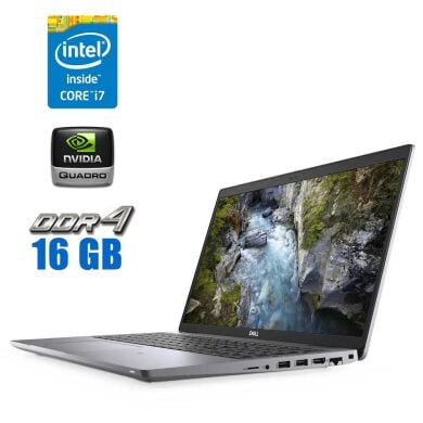 Мобільна робоча станція Dell Precision 3560 / 15.6" (1920x1080) IPS / Intel Core i7-1165G7 (4 (8) ядра по 2.8 - 4.7 GHz) / 16 GB DDR4 / 256 GB SSD M.2 / nVidia Quadro T500, 2 GB GDDR5, 64-bit / WebCam