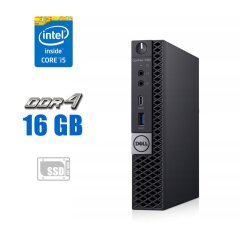 Неттоп Dell OptiPlex 7060 USFF / Intel Core i5-8500T (6 ядер по 2.1 - 3.5 GHz) / 16 GB DDR4 / 240 GB SSD / Intel UHD Graphics 630 / WiFi 
