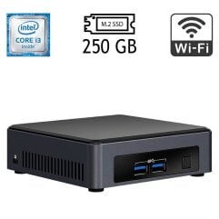 Неттоп Intel NUC NUC7i3DNK USFF / Intel Core i3-7100U (2 (4) ядра по 2.4 GHz) / 8 GB DDR4 / 128 GB SSD M.2 / Intel HD Graphics 620 / Wi-Fi / Блок живлення в комплекті