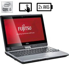 Ноутбук-трансформер Б клас Fujitsu LifeBook T734 / 12.5" (1366x768) IPS Touch / Intel Core i5-4300M (2 (4) ядра по 2.6 - 3.3 GHz) / 8 GB DDR3 / 120 GB SSD / Intel HD Graphics 4600 / WebCam / USB 3.0 / HDMI / Два АКБ