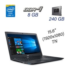 Ноутбук Acer Aspire E5-575 / 15.6" (1920х1080) TN / Intel Core i3-7100U (2 (4) ядра по 2.4 GHz) / 8 GB DDR4 / 240 GB SSD / WebCam / DVD-RW / USB 3.0