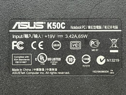 Ноутбук Asus K50C / 15.6" (1366x768) TN / Intel Celeron 220 (1 ядра по 1.2 GHz) / 4 GB DDR2 / 120 GB SSD / SIS Mirage 3 Graphics / WebCam / Без АКБ