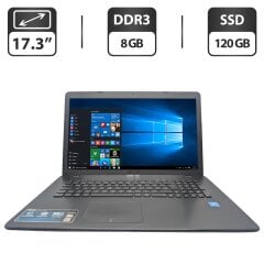 Ноутбук Asus R752S / 17.3" (1600x900) TN / Intel Pentium N3700 (4 ядра по 1.6 - 2.4 GHz) / 8 GB DDR3 / 120 GB SSD / Intel HD Graphics / WebCam