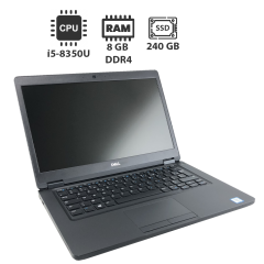Ноутбук Dell Latitude 5490 / 14" (1366x768) TN / Intel Core i5-8350U (4 (8) ядра по 1.7 - 3.6 GHz) / 8 GB DDR4 / 240 GB SSD / Intel UHD Graphics 620 / NoWebCam