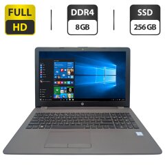 Ноутбук HP 250 G6 / 15.6" (1920x1080) IPS / Intel Core i5-7200U (2 (4) ядра по 2.5 - 3.1 GHz) / 8 GB DDR4 / 256 GB SSD / Intel HD Graphics 620 / WebCam / DVD-ROM