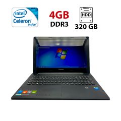 Ноутбук Lenovo G50-30 / 15.6" (1366x768) TN / Intel Celeron N2830 (2 ядра по 2.16 - 2.41 GHz) / 4 GB DDR3 / 320 GB HDD / Intel HD Graphics / WebCam