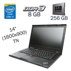 Ноутбук Lenovo ThinkPad T430 / 14" (1600x900) TN / Intel Core i5-3320M (2 (4) ядра по 2.6 - 3.3 GHz) / 8 GB DDR3 / 256 GB SSD / Intel HD Graphics 4000 / WebCam