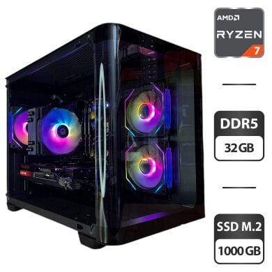 Сборка под заказ: новый игровой ПК AeroCool P300C-G-BK-v1 Black Tower / AMD Ryzen 7 7700 (8 (16) ядер по 3.8 - 5.3 GHz) / 32 GB DDR5 / 1000 GB SSD M.2 / AMD Radeon RX 7800 XT, 16 GB GDDR6, 256-bit / 850W
