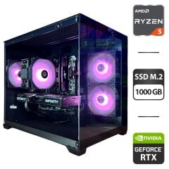Сборка под заказ: новый игровой ПК Gamdias Aura GC10M ARGB Black Tower / AMD Ryzen 5 5600 (6 (12) ядер по 3.5 - 4.4 GHz) / 16 GB DDR4 / 1000 GB SSD M.2 / nVidia GeForce RTX 5060, 8 GB GDDR7, 128-bit / 650W