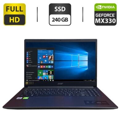 Ультрабук Acer Aspire 3 A315 / 15.6" (1920x1080) TN / Intel Core i3-1005G1 (2 (4) ядра по 2.1 - 3.4 GHz) / 8 GB DDR4 / 240 GB SSD / nVidia GeForce MX330, 2 GB GDDR5, 64-bit / WebCam / HDMI
