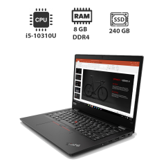 Ультрабук Lenovo Thinkpad L13 / 13.3" (1920x1080) IPS / Intel Core i5-10310U (4 (8) ядра по 1.7 - 4.4 GHz) / 8 GB DDR4 / 240 GB SSD / Intel UHD Graphics / WebCam