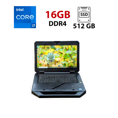 Защищенный ноутбук Б-класс Dell Latitude 5414 Rugged / 14" (1920x1080) IPS Touch / Intel Core i7-6600U (2 (4) ядра по 2.6 - 3.4 GHz) / 16 GB DDR4 / 512 GB SSD / Intel HD Graphics 520 / WebCam