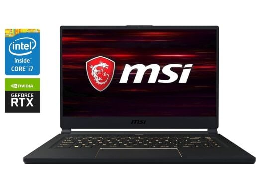 Ігровий ноутбук MSI GS65 Stealth 9SE / 15.6" (1920x1080) IPS / Intel Core i7-9750H (6 (12) ядра по 2.6 - 4.5 GHz) / 16 GB DDR4 / 512 GB SSD / nVidia GeForce RTX 2060, 6 GB GDDR6, 192-bit / WebCam