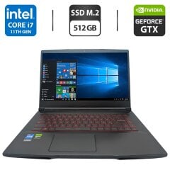 Ігровий ноутбук MSI Thin GF63 / 15.6" (1920x1080) IPS / Intel Core i7-11800H (8 (16) ядер по 4.60 GHz) / 16 GB DDR4 / 512 GB SSD M.2 / nVidia GeForce GTX 1650, 4 GB GDDR5, 128-bit / WebCam