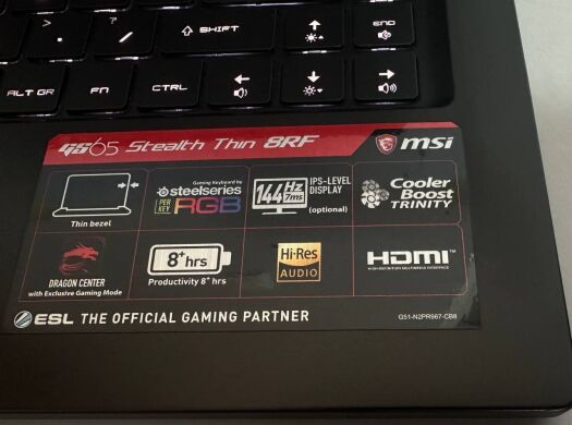 Ігровий ноутбук MSI GS65 Stealth Thin 8RF / 15.6" (1920x1080) IPS / Intel Core i7-8750H (6 (12) ядра по 2.2 - 4.1 GHz) / 32 GB DDR4 / 512 GB SSD / nVidia GeForce GTX 1070 Max-Q, 8 GB GDDR5, 256-bit / WebCam / Win 11 Pro