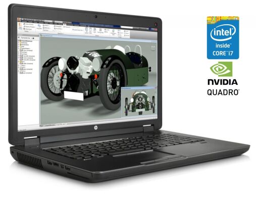 Мобільна робоча станція HP ZBook 17 G1 / 17.3" (1920x1080) TN / Intel Core i7-4700MQ (4 (8) ядра по 2.4 - 3.4 GHz) / 16 GB DDR3 / 256 GB SSD / nVidia Quadro K3100M, 4 GB GDDR5, 256-bit / WebCam / DVD-ROM / Win 10 Pro