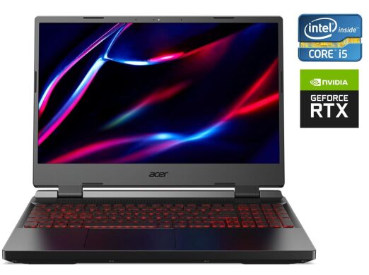 Игровой ноутбук Acer Nitro 5 AN517-55 / 17.3" (1920x1080) IPS / Intel Core i5-12450H (8 (12) ядер по 3.3 - 4.4 GHz) / 16 GB DDR4 / 512 GB SSD / nVidia GeForce RTX 3050, 4 GB GDDR5, 128-bit / WebCam / Win 10 Home
