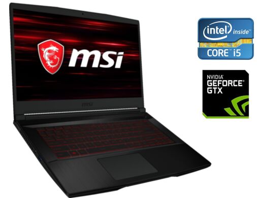 Игровой ноутбук MSI GF63 Thin 9SCX / 15.6" (1920x1080) IPS / Intel Core i5-9300H (4 (8) ядра по 2.4 - 4.1 GHz) / 16 GB DDR4 / 256 GB SSD + 1000 GB HDD / nVidia GeForce GTX 1650 Max-Q, 4 GB GDDR6, 128-bit / WebCam / Win 10 Home