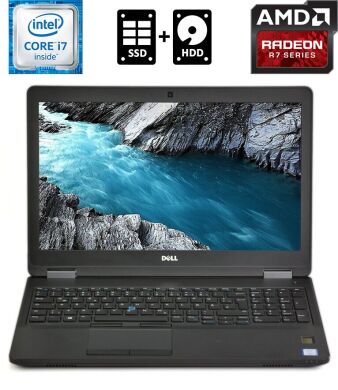 Игровой ноутбук Dell Latitude E5570 / 15.6" (1920x1080) IPS / Intel Core i7-6820HQ (4 (8) ядра по 2.7 - 3.6 GHz) / 16 GB DDR4 / 120 GB SSD M.2 + 500 GB HDD / AMD Radeon R7 M370, 2 GB GDDR5, 128-bit / WebCam / Fingerprint / Windows 10 лицензия