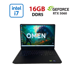 Ігровий ноутбук HP Omen 16 Slim 16-an0001nr / 16" (2560x1600) IPS / Intel Core Ultra 7 255H (16 (22) ядер по 2.0 - 5.1 GHz) / 16 GB DDR5 / 512 GB SSD / nVidia GeForce RTX 5060, 8 GB GDDR7, 128-bit / WebCam