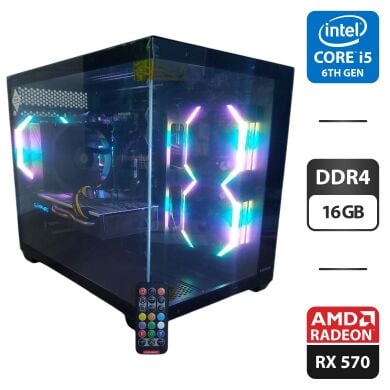 Игровой ПК 1stPlayer BV6 Tower / Intel Core i5-7600K (4 ядра по 3.8 - 4.2 GHz) / 16 GB DDR4 / 512 GB SSD + 500 GB HDD / AMD Radeon RX 570, 8 GB GDDR5, 256-bit / 460W
