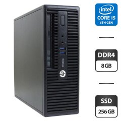 Компьютер HP ProDesk 400 G3 SFF / Intel Core i5-6500 (4 ядра по 3.2 - 3.6 GHz) / 8 GB DDR4 / 256 GB SSD / Intel HD Graphics 530 / DVD-ROM + Кабели, переходник c DVI на DisplayPort
