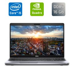 Мобільна робоча станція Б-клас Dell Precision 3551 / 15.6" (1366x768) TN / Intel Core i5-10400H (4 (8) ядра по 2.6 - 4.6 GHz) / 16 GB DDR4 / 256 GB SSD / nVidia Quadro P620, 4 GB GDDR5, 128-bit / WebCam / HDMI