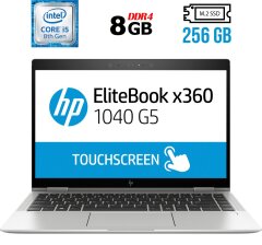 Ноутбук-трансформер HP EliteBook x360 1040 G5 / 14" (1920x1080) IPS Touch / Intel Core i5-8250U (4 (8) ядра по 1.6 - 3.4 GHz) / 8 GB DDR4 / 256 GB SSD M.2 / Intel UHD Graphics 620 / WebCam / Fingerprint / USB 3.1 / HDMI