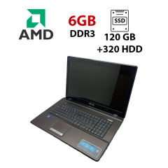 Ноутбук Asus X73 / 17.3" (1600x900) TN / AMD E-450 (2 ядра по 1.66 GHz) / 6 GB DDR3 / 120 GB SSD + 320 GB HDD / AMD Radeon HD 6320M / WebCam