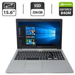 Ноутбук Б-класс Asus A551L / 15.6" (1366x768) TN / Intel Core i5-4210U (2 (4) ядра по 1.7 - 2.7 GHz) / 12 GB DDR3 / 256 GB SSD / nVidia GeForce 840M, 2 GB GDDR3, 64-bit / WebCam / DVD-ROM / Без АКБ