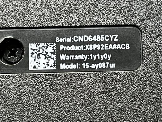 Ноутбук Б-клас HP 15-ay087ur / 15.6" (1366x768) TN / Intel Pentium N3710 (4 ядра по 1.6 - 2.56 GHz) / 8 GB DDR3 / 120 GB SSD / Intel HD Graphics / WebCam