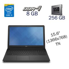 Ноутбук Dell Vostro 15-3568 / 15.6" (1366x768) TN / Intel Core i3-6006U (2 (4) ядра по 2.0 GHz) / 8 GB DDR4 / 256 GB SSD / WebCam / Windows 10 PRO Lic