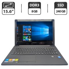 Ноутбук Lenovo G50-70 / 15.6" (1366x768) TN / Intel Core i3-4030U (2 (4) ядра по 1.9 GHz) / 8 GB DDR3 / 240 GB SSD / Intel HD Graphics 4400 / WebCam / DVD-ROM