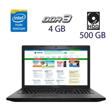 Ноутбук Lenovo G500 / 15.6" (1366x768) TN LED / Intel Pentium 2020M (2 ядра по 2.4 GHz) / 4 GB DDR3 / 500 GB HDD / WebCam / DVD-RW / HDMI