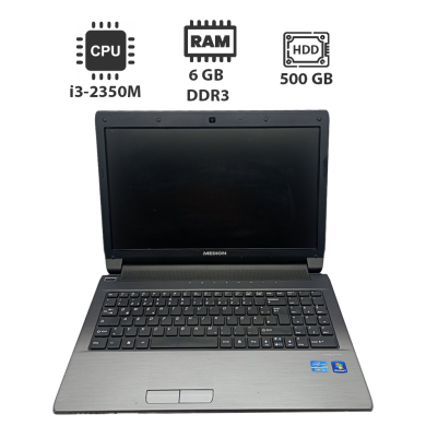 Ноутбук Medion Akoya 156 / 15.6" (1366x768) TN / Intel Core i3-2350M (2 (4) ядра по 2.3 GHz) / 6 GB DDR3 / 500 GB HDD / Intel HD Graphics 3000 / WebCam