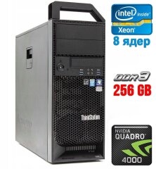 Робоча станція Lenovo ThinkStation S30 Tower / Intel Xeon E5-2670 (8 (16) ядер по 2.6 - 3.3 GHz) / 256 GB DDR3 / 240 GB SSD / nVidia Quadro 4000, 2 GB GDDR5, 256-bit / 610W / DVI / DisplayPort