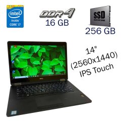 Ультрабук Dell Latitude 7470 / 14" (2560x1440) IPS Touch / Intel Core i7-6600U (2 (4) ядра по 2.6 - 3.4 GHz) / 16 GB DDR4 / 256 GB SSD / Intel HD Graphics 520 / WebCam