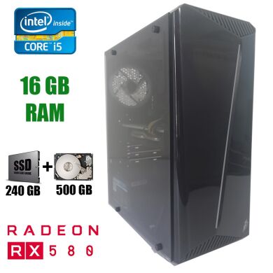 1st Player Rainbow-R3 Gaming New / Intel Core i5-4670 (4 ядра по 3.4 - 3.8GHz) / 16 GB DDR3 / 240 GB SSD New+500 GB HDD / Sapphire Nitro+ Radeon RX 580 4 GB GDDR5 / БП Aerocool VX-700 700W