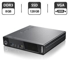 Неттоп Lenovo ThinkCentre M93p Tiny USFF / Intel Core i5-4570T (2 (4) ядра по 2.9 - 3.6 GHz) / 8 GB DDR3 / 128 GB SSD / Intel HD Graphics 4600 / Блок живлення