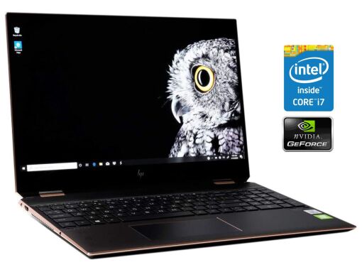 Игровой ноутбук-трансформер Б-класс HP Spectre x360 Convertible 15-eb1043dx / 15.6" (3840x2160) IPS Touch / Intel Core i7-10510U (4 (8) ядра по 1.8 - 4.9 GHz) / 16 GB DDR4 / 512 GB SSD / nVidia GeForce MX330, 2 GB GDDR5, 64-bit / WebCam