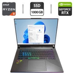 Игровой ноутбук Asus ROG Strix G16 / 16" (1920x1200) IPS / AMD Ryzen 9 8940HX (16 (32) ядер по 2.4 - 5.3 GHz) / 16 GB DDR5 / 1000 GB SSD / nVidia GeForce RTX 5070 Ti, 12 GB GDDR7, 192-bit / WebCam