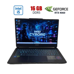 Игровой ноутбук Б-класс MSI Cyborg 15 A12VF / 15.6" (1920x1080) IPS / Intel Core i5-12450H (8 (12) ядер по 2 - 4.4 GHz) / 16 GB DDR5 / 512 GB SSD / nVidia GeForce RTX 4060, 8 GB GDDR6, 128-bit / WebCam