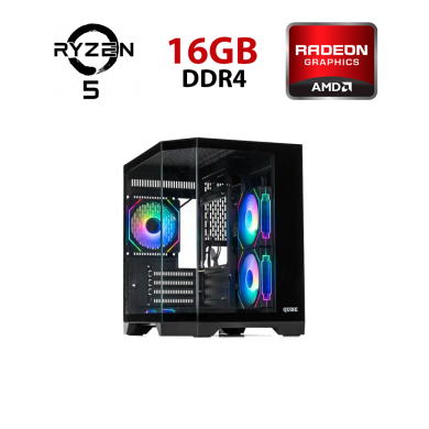 Ігровий ПК FORSAGE CRYSTAL (GBNU3 Black) Tower / AMD Ryzen 5 5500 (6 (12) ядер по 3.6 - 4.2 GHz) / 16 GB DDR4 / 256 GB SSD + 1000 GB HDD / AMD Radeon RX 570, 4 GB GDDR5, 256-bit