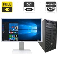 Комплект ПК: компьютер HP 280 G1 Tower / Intel Core i5-4570 (4 ядра по 3.2 - 3.6 GHz) / 8 GB DDR3 / 250 GB HDD / Intel HD Graphics 4600 / DVD-ROM + Монитор Б-класс Acer B243HL / 24" (1920x1080) TN / VGA, DVI